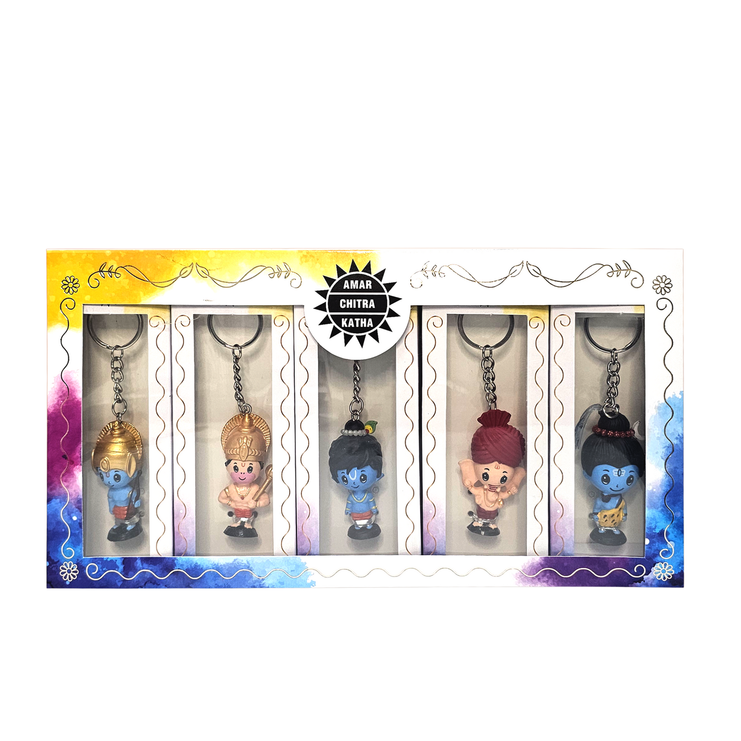 Amar Chitra Katha Mythology Keychain Collection Set of  5 + 6 Month Gold Pass