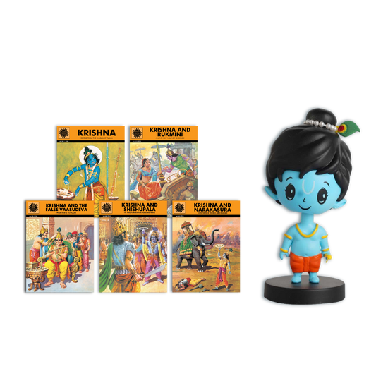 Janmashtami Special: Krishna Stories Pack (Set of 5 Amar Chitra Katha Books + Krishna Bobblehead)